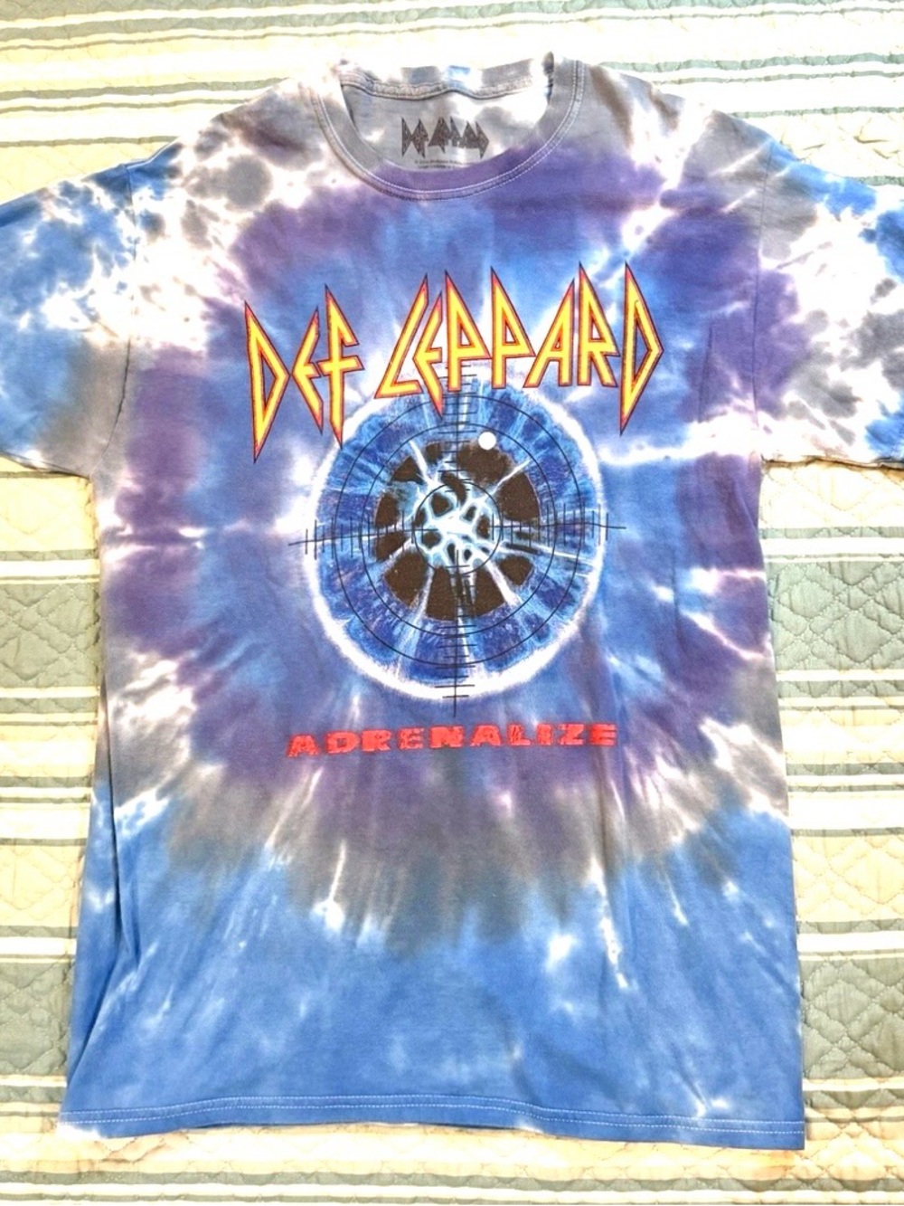 Def Leppard Adrenalize 2018 Blue Tie Dye T Shirt Size Small